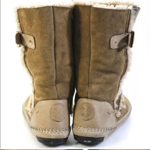 Tory Burch Suede Round Toe Mid Calf Boots women's 10 - Picture 4 of 6